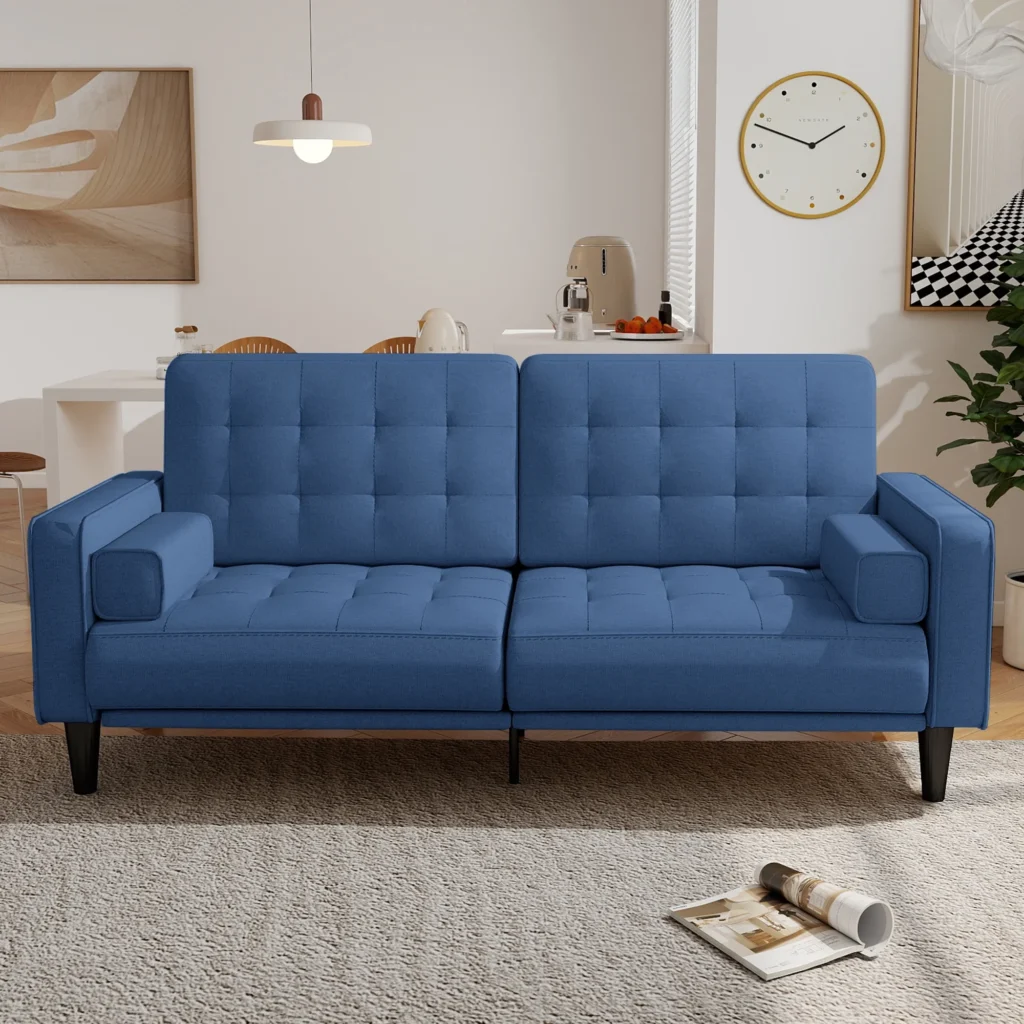 2-seater sofa with padded arms and high-resilience foam – front view