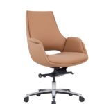 Elite brown PU office chair with aluminum base - Fozo Furniture Dubai