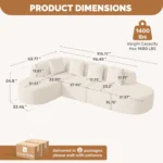 Noor Al Malaki 114-Inch Beige L-Shaped Modular Sectional Sofa Dubai - Image 5