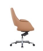 Elite brown PU office chair side view - Fozo Furniture Dubai
