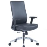 Black PU ergonomic office chair with adjustable lumbar support Office chair 4D adjustable armrests close-up Chrome base office chair with nylon casters 3-lock tilt mechanism office chair side view Class 4 gas lift office chair height adjustment