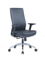 Black PU ergonomic office chair with adjustable lumbar support Office chair 4D adjustable armrests close-up Chrome base office chair with nylon casters 3-lock tilt mechanism office chair side view Class 4 gas lift office chair height adjustment