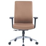 WorkMax brown PU ergonomic office chair with 4D armrests - Fozo Furniture Dubai