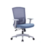 Grid Grey Mesh Office Chair with Adjustable Armrest & White Seat Cover Dubai - Image 2