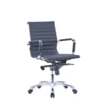 Oslo PU leather office chair with chrome frame and synchro mechanism - Fozo Furniture Dubai