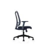 Pearl Black Nylon Frame Office Chair with Adjustable Lumbar Support & PU Armrest - Image 2