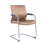 Durable brown PP back frame office chair with 40D high density foam, fixed PP armrests & sturdy black bow frame base. Comfortable, budget-friendly seating solution!