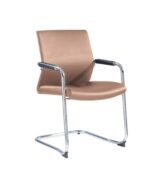 Durable brown PP back frame office chair with 40D high density foam, fixed PP armrests & sturdy black bow frame base. Comfortable, budget-friendly seating solution!