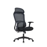 Charm Black PU Office Chair with Upholstered Headrest & Fixed Armrest