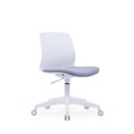 White frame office chair with modern ergonomic design on white background