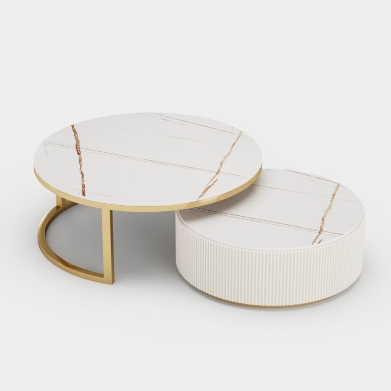 2-Piece Nesting Marble Coffee Table Set