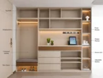 Modern Closet with Storage Bench & Display Shelves | Custom Hallway Wardrobe Dubai | Fozo Furniture - Image 2