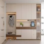 Modern Closet with Storage Bench & Display Shelves | Custom Hallway Wardrobe Dubai | Fozo Furniture